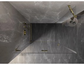 Mexen Lunar-F, 1-krídlový sprchový kút so skladacími dverami, ľavý, 100 x 70 cm, 8mm číre sklo, zlatý lesklý profil, 836-100-070-50-00-L