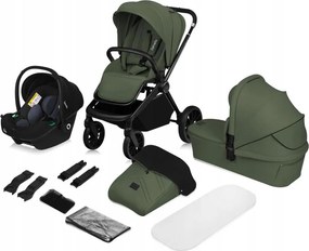Lionelo - Kombinovaný kočík 3 v 1 MIKA PLUS Zelená oliva