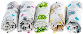 Vulpi Flanelové látkové plienky s potlačou MIX 70x80 5v1 Farba: dievčenské