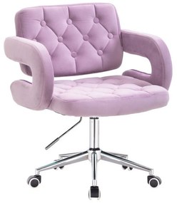 LuxuryForm DESIGN Stolička ADRIA VELUR na striebornej podstave s kolieskami - levanduľa