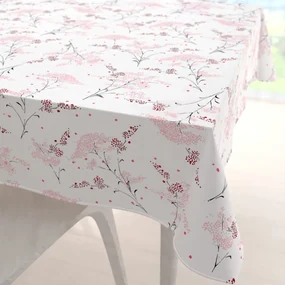 Biante Bavlnený štvorcový obrus Sandra SA-088 Vínovo-ružové lúčne kvety na bielom 140x140 cm