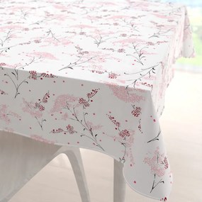 Biante Bavlnený štvorcový obrus Sandra SA-088 Vínovo-ružové lúčne kvety na bielom 80x80 cm