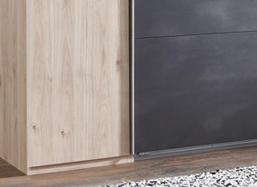 Šatníková skriňa Lotto, 270 cm, dub hickory/antracitová oceľ