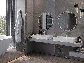 Mexen Loft okrúhle kúpeľňové zrkadlo 70 cm, biely rám - 9850-070-070-000-20