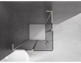 Mexen Velar L Duo, sprchový kút s posuvnými dverami 90 x 90 cm, 8mm šedé sklo, brúsená oceľ, 871-090-090-02-43-97