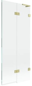 Mexen Lunar L, 2-krídlová vaňová zástena pravá 80 x 150 cm, číre sklo, zlatá matná, 897L-080-100-55-00-P