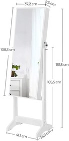 Zrkadlo so šperkovnicou Jewerelly biele