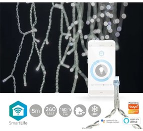 Nedis WIFILXC03W250 - LED Vianočný záves 240xLED/8 funkcií 8m IP65 Wi-Fi Tuya