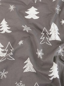 Vianočná bavlnená obliečka na vankúš Renforcé 50 × 70 cm - Stromčeky šedé