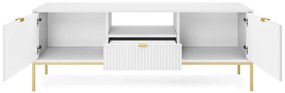 TV STOLÍK VIGGO BIELY + ZLATÝ PODSTAVEC 154 cm