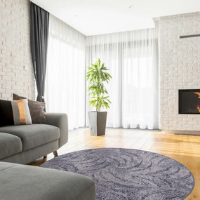 AladinWorld Expres, Kusový koberec Scroll šedý kruh, 200x200 (priemer) kruh, šedá, obývacia izba