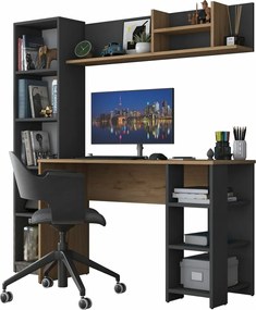 Pracovný stôl s knižnicou Hado Walnut and Anthracite