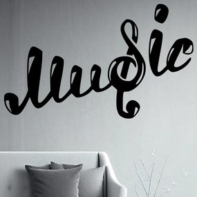 Veselá Stena Samolepka Nápis Music Farba: černá, Veľkosť: 80 x 50 cm