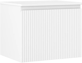 Mexen Rivel, kúpeľňová skrinka 60 cm s pracovnou doskou, 1 zásuvka, drážkovaná, biela matná, 91A20-06047-1-BFC01
