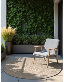 Okrúhly vnútorný a vonkajší koberec v béžovej a slonovinovej farbe ø 160 cm Duet Kona – NORTHRUGS