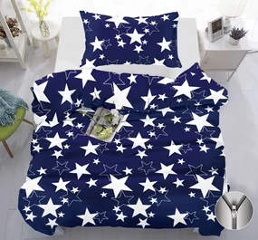 Bavlnené obliečky STAR tmavo modré Rozmer obliečky: 70 x 90 cm | 140 x 200 cm