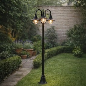 Klasická vonkajšia lampa čierna 200 cm 3-svetlá IP44 - Daphne