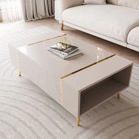 KONFERENČNÝ STOLÍK SANTINO NA NOŽIČKÁCH KAŠMÍR VYSOKÝ LESK / ZLATÝ