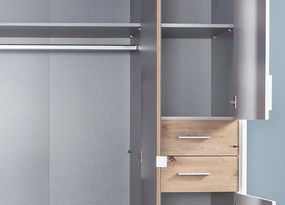 Šatníková skriňa Vegas, 180 cm, biela / dub artisan