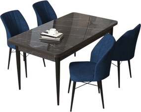 Jedálenský set Arpo (mramor čierny + námornícka modrá) (pre 4 osoby). Akcia -18%. Vlastná spoľahlivá doprava až k Vám domov. 1144496