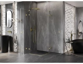 Mexen Lunar Duo, výklopný sprchový kút 80 x 80 cm, 8mm číre sklo, zlatý matný profil, 834-080L-080P-55-00