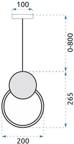 Toolight - LED závesné stropné kruhové svietidlo APP852-CP, čierna, OSW-07021