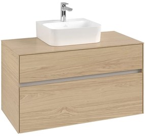 VILLEROY &amp; BOCH Collaro závesná skrinka pod umývadlo na dosku (umývadlo v strede), 2 zásuvky, 1000 x 500 x 548 mm, Nordic Oak, C09400VJ