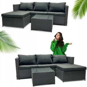 Súprava záhradného nábytku z technoratanu v sivej farbe