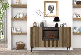 Skrinka s elektrickým krbom F 2D1K Rowanna (dub artisan + čierna). Akcia -20%. Vlastná spoľahlivá doprava až k Vám domov. 1125063