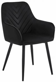 Set dvoch jedálenských stoličiek NANA zamatové, čierne (čierne nohy) 2 ks