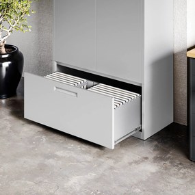 Modulárna kovová multifunkčná skriňa s vysokou zásuvkou sivá MEGAN 1950 x 900 x 400 mm