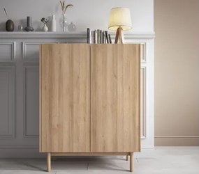 Vysoká skrinka Boho, dub riviéra/biely mramor%