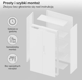 Kovová modulárna multifunkčná skriňa na podstavci biela MEGAN 1600 x 900 x 400 mm