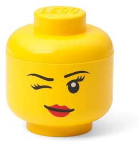 Žltá úložná škatuľa v tvare hlavy LEGO® whinky, 10,5 x 10,6 x 12 cm