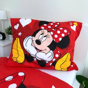 Jerry Fabrics Bavlnené obliečky 140x200 + 70x90 cm - Minnie "Red heart"