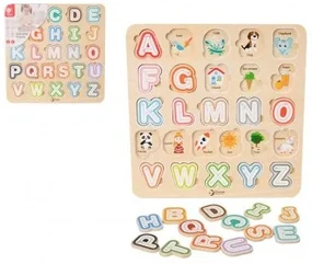 Vkladačka/Puzzle doskové obrysové abeceda drevo