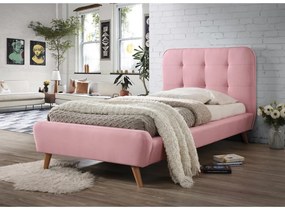 Ružová čalúnená postel TIFFANY 90 x 200 cm Matrac: Matrac DELUXE 15 cm