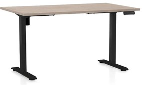 Výškovo nastaviteľný stôl OfficeTech B, 120 x 80 cm, čierna podnož, dub