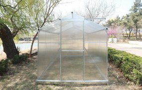 Skleník so základňou BestBerg BBGH-1006S / 5,95 m² / 313 × 190 × 194 cm / strieborná