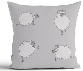 Bavlnená obliečka na vankúš Renforcé 40 × 40 cm - Ovečky Morning Yoga sivá