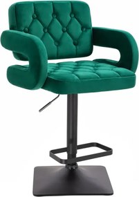 LuxuryForm DESIGN Barová stolička ADRIA VELUR na čiernej hranatej podstave - zelená