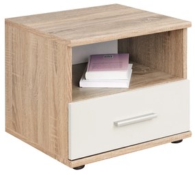 Nočný stolík Daron 23 DSW DI-05 (dub sonoma biela). Akcia -15%. Vlastná spoľahlivá doprava až k Vám domov. 1024533