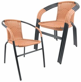 Sada 4 bistro stoličiek, polyratan a oceľ, tmavosivý rám/prírodný ratan D104275