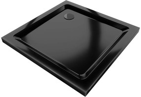 Mexen Slim, štvorcová sprchová vanička 70x70x5 cm + čierny sifón, čierna, 40707070B