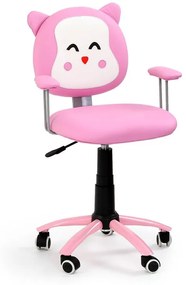Detská stolička na kolieskach KITTY — ekokoža, ružová
