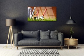 Skleneny obraz Tráva náradie umenie 140x70 cm