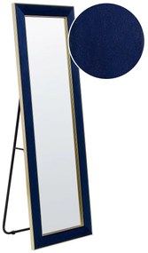 Zamatové stojacie zrkadlo 50 x 150 cm modré LAUTREC Beliani