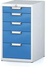 Alfa 3 Dielenský zásuvkový box na náradie MECHANIC, 5 zásuviek, 480 x 600 x 840 mm, modré dvere