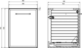 Cersanit S1022-010-Závesná kúpeľňová skrinka s košom na bielizeň MILLE 40x45 cm mintová