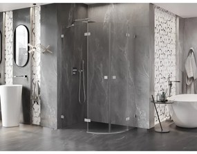 Mexen Lunar, polkruhový sprchový kút naklápací doľava 80 x 70 cm, 8mm číre sklo, oceľový profil, 833-080L-070P-97-00